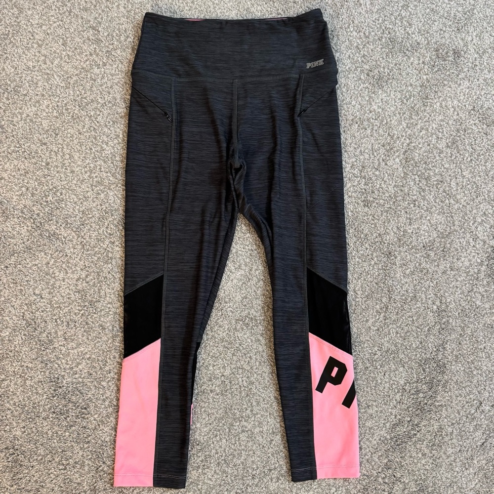 Victoria's Secret PINK Ultimate Size M Mesh Panels Zipper Pocket Leggings